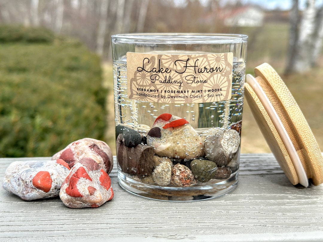 2wick Lake Huron Pudding Stone Gel Candle Burn the Candle Keep the