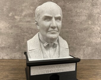 Thomas Edison Talking Busts - Press the button for a fun quote or fact - Collectible Toy Figurine - Novelty Gift - Video in Description