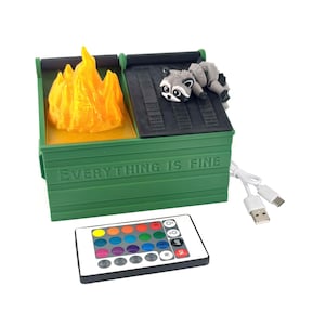 Large Dumpster Fire Desk Accessories Pen Holder - Removable LED Flame - Cute Desk Decor, Gag Gifts, Funny Gifts for Coworker