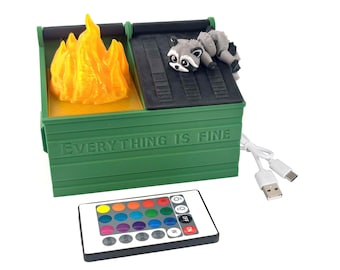 Large Dumpster Fire Desk Accessories Pen Holder - Removable LED Flame - Cute Desk Decor, Gag Gifts, Funny Gifts for Coworker