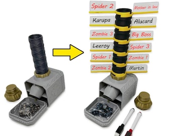 Hammer Dice Tower | Initiative Tracker Upgrade | Storage for 5 sets of TTRPG Dice | Dice Roller | Random 7PCS D20 Dice Set Included