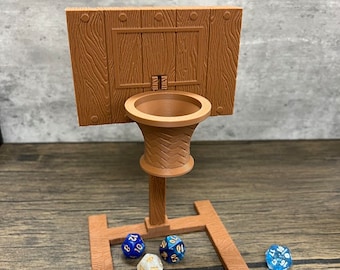 Mini Basketball Dice Tower - (Random 7PCS D20 Dice Set Included) - TTRPG - Dice Roller - Dungeons and Dragons Gift - DND Gift