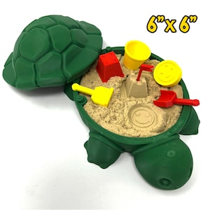 Mini Desktop Turtle Sand Box - 6 x 6 in - Comes with Play Sand and Mini Beach Accessories - Zen Garden - Novelty Gift - Desktop Decor