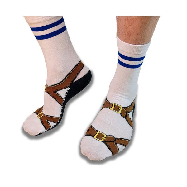 Socks and Sandals - Looks Like You are Wearing Sandals with Socks - Novelty - Silly - Funny - Joke -  Gift Socks