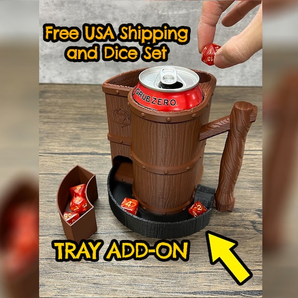 Can Dice Tower - No Paint / Odorless - Insulated Mug Cup Drink Holder Dice Tower - TTRPG - DND - Free Dice All Options