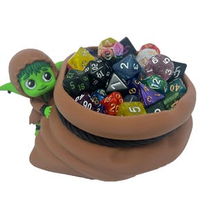 Dice Goblin Dice Holder - (Random 3 Sets of 7pc D20 dice Included) - Dungeons and Dragons - DND - D&D - Tabletop Role Playing Games