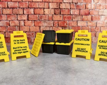 Tiny Desktop Signs and Tiny Storage Bins (4 Pack) - Office Desk Decor - Novelty Gift - Funny Signs - Lowes-Style Teeny Tote Bin - Mini Totes