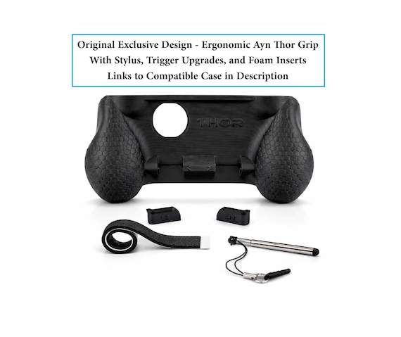 AYN Thor Compatible Ergonomic Grip With Stylus Holder - Includes Extendable 4 inch Stylus & Trigger Upgrades - Original Exclusive Design
