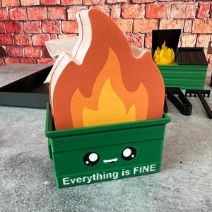 Dumpster Fire Zen Garden - Large 7" x 7" with Fine Sand - Desk Accessory - Funny Novelty Gift - Fidget Stress Relief - 400 page Sticky Note image 2