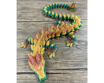Heavy Duty XL 26" Flexible Articulating 3D Printed Dragon Fidget Toy - XL 8.5" x 5.5" Surprise Dragon Egg - Munnygrubbers