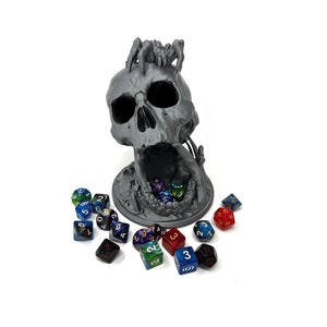 Skull Dice Tower | Tabletop Roleplaying Game | Dice Roller | Random 7PCS D20 Dice Set Included |