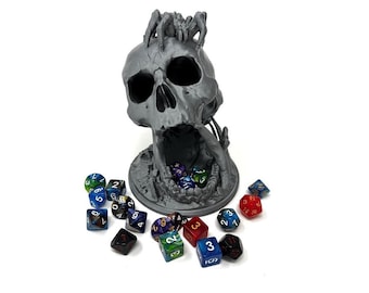 Skull Dice Tower | Tabletop Roleplaying Game | Dice Roller | Random 7PCS D20 Dice Set Included |