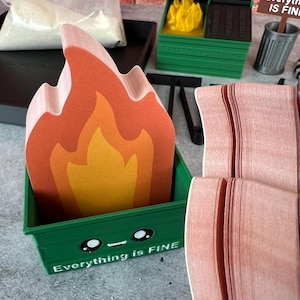 Dumpster Fire Zen Garden - Large 7" x 7" with Fine Sand - Desk Accessory - Funny Novelty Gift - Fidget Stress Relief - 400 page Sticky Note image 3