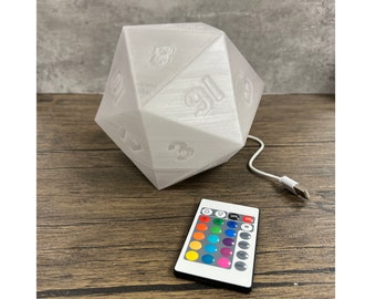 D20 Dice LED Lamp - with Remote - Multi-Color Option - USB Rechargeable