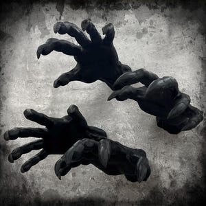Creepy Reaching Wall Hands - (4 Pack - Matching Left Right - Screws Included) - Spooky Halloween Wall Decoration Decor Mount Display