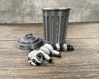 Articulating Fidget Racoon with Trashcan - Adult Fidget Toy - Novelty Gift - Dumpster Fire