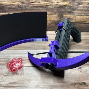 Original Crossbow Dice Roller & Holder Dice Gun Storage for 1 Set of TTRPG Dice Dice Popper 7 Pc Dice Set Included for all Options Purple / Black