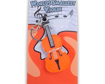 World's Smallest Violin Keychain Playable with Music - Send Your Condolences - Novelty, Prank, Gag, Funny, Joke, Gift, Toy