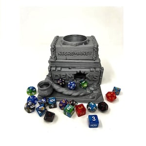 Spell Book Dice Tower | Tabletop Roleplaying Game | Dice Roller | Random 7PCS D20 Dice Set Included |