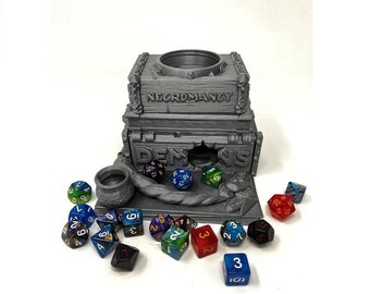 Spell Book Dice Tower | Tabletop Roleplaying Game | Dice Roller | Random 7PCS D20 Dice Set Included |