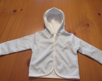 Pima Cotton/Baby Boy/Baby Girl/Cardigans Lined White Hooded Jacket/Baby Clothing/Baby Shower/Baby Gift