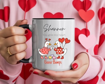 Personalised I love you silly Goose Mug , valentines Goosebumps Mug for him or her