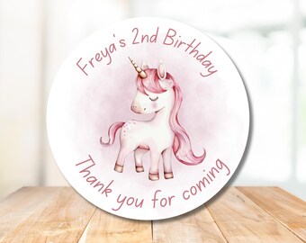 Personalised Unicorn Birthday Sticker , Party Decor , Birthday favours