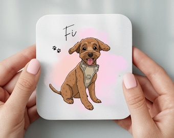 Personalised pet , Dog , Cat  Animal Cartoon image coaster