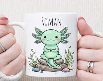 Personalised Axolotl Ceramic Mug | Custom Name Coffee Cup