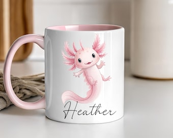 Custom Axolotl Ceramic Mug | Personalised Name Coffee Cup