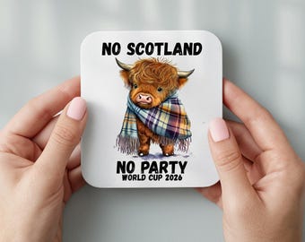 Scotland Highland Cow Mug or Coaster, World Cup Football Gift