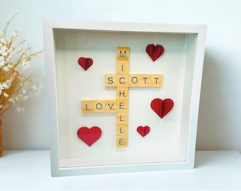 Personalized Scrabble Tile Frame, Couple Names, Valentine's Gift