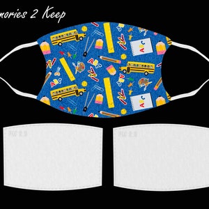 Back To School Sublimation Face mask Custom Made Adult Size
