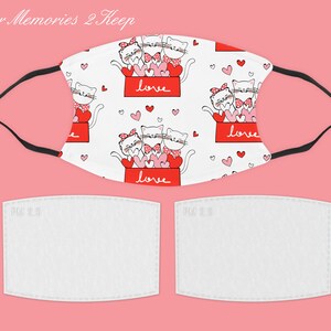 Valentine Love In A Box Cat Face Mask Sublimated