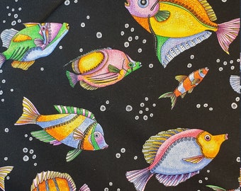 Fabric Finders Orange Aqua fish fabric