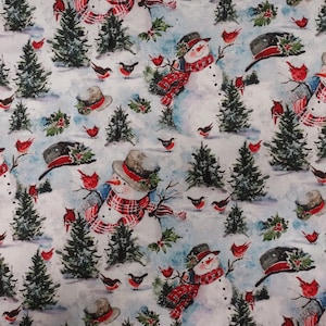 Susan Winget Winter Snowman Christmas 100% cotton for clothing ,crafts and quilting ,B.T.Y. 3/4 ,1/2,1/4,  fat quarter
