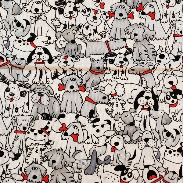 Hi fashion Playful Pups with Bones 100% cotton for clothing ,crafts and quilting by the yard,3/4,1/2,1/4,fat quarter