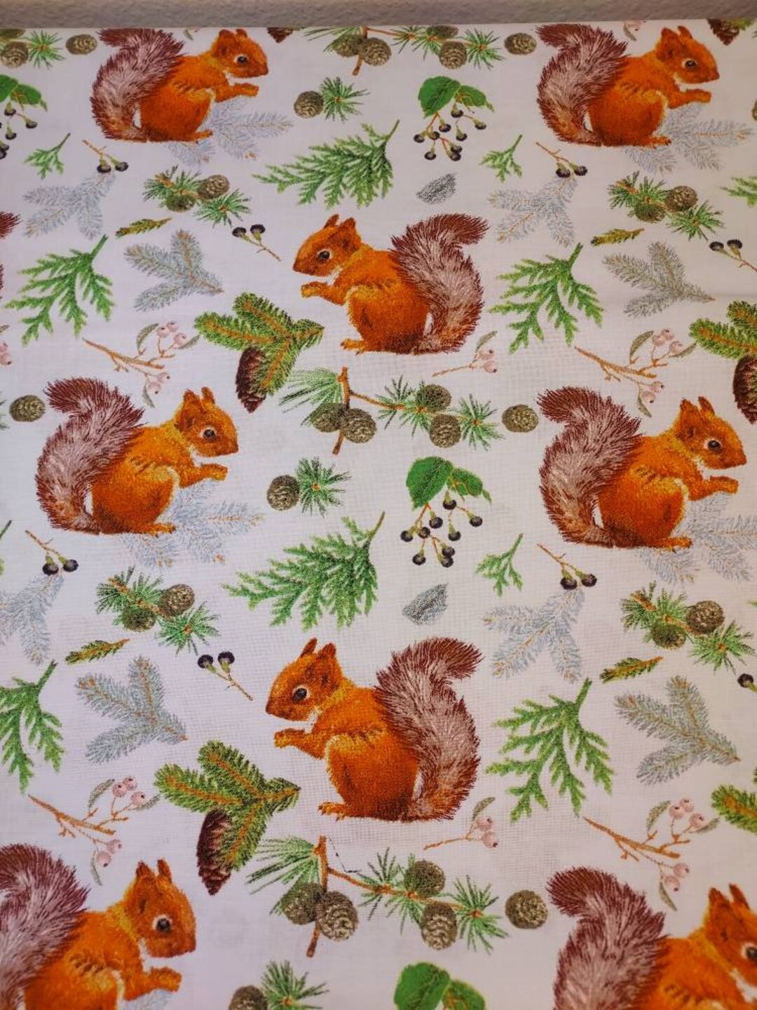 Couleur Nature Squirrel and Pinecone Napkins - Set of 6 - Red/Brown