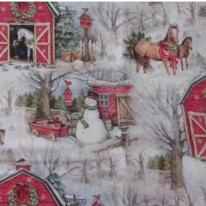 Barnyard Beauty Fabric, Christmas Fabric, 100% Cotton, Home Accents, Seasonal & Holiday