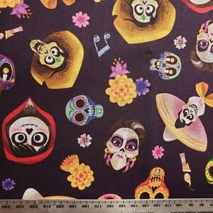 Disney Coco Fabric, Skull Print, 100% Cotton, Single Yard image 2