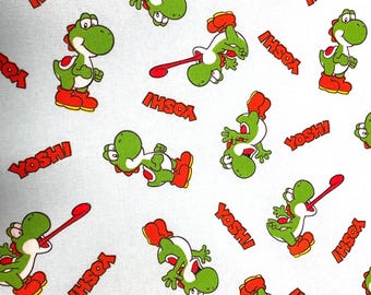 Yoshi Nintendo Fabric: Aqua Blue 100% Cotton, Crafts & Quilting 21" x 18"