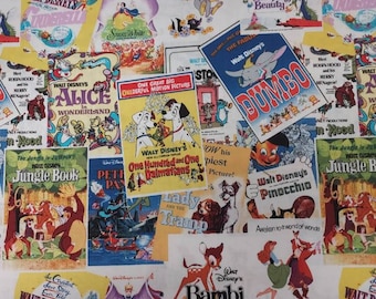 Disney Movie Posters Fabric, 100% Cotton, Quilting & Crafts