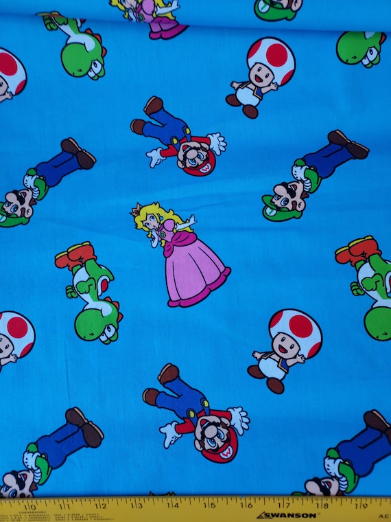 New! Springs Super Mario  ,cast Toss,100% cotton for clothing ,crafts and quilting ,doll clothes,B.T.Y. 1/2,1/4,fat quarter