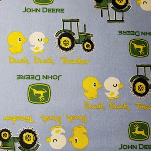 John Deere Duck Tractor Fabric: Blue Cotton Remnant (42&quot; x 16&quot;)