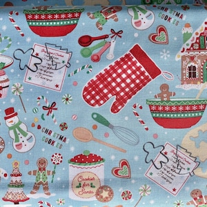 Sweet Baking Christmas Fabric,100% cotton for clothing ,crafts and quilting ,bty 1/2,1/4 fat quarter
