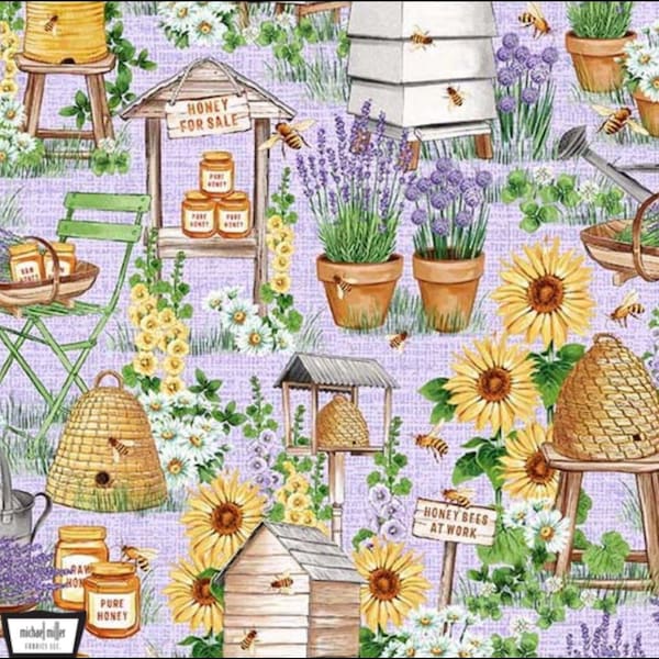 Bee & Lavender Fabric: Farm Culture 100% Cotton Quilting