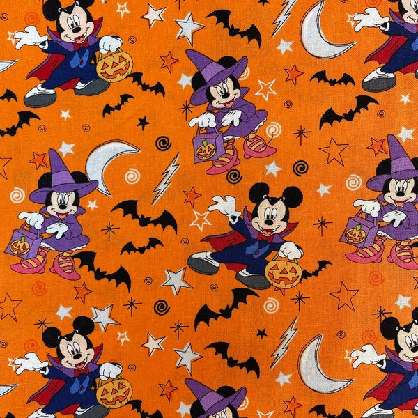 Disney Mickey et Minnie Mouse icon pack ctn Halloween Fabric 100% coton pour vêtements, artisanat et quilting, B.T.Y.3/4,1/2,1/4.fat qt