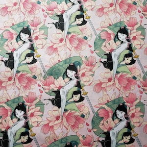 Mulan Floral Fabric single yard 100% cotton for clothing ,crafts and quilting