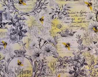 18” x 22” Hi Fashion Batik Bees on White Cotton Fabric Squares 42pc by Hi  Fashion
