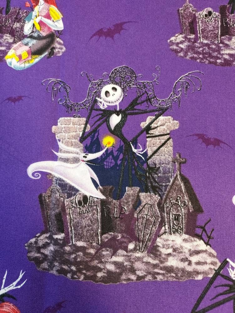 Fabric Street Nightmare Before Christmas Coffins of Christmas Fabric Poplin - 58 x 1 Yard